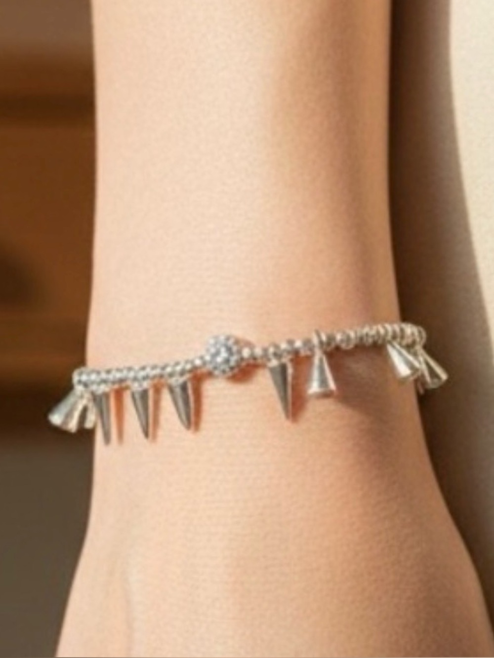 Zoetik Silver tone Spike Stretch Bracelet -